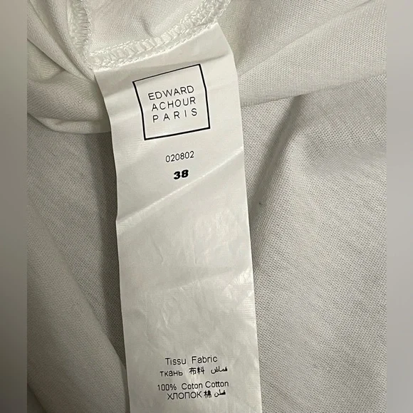 Edward Achour Paris Bow Sailor Style White High-Low Blouse Size 38 (Medium) - Picture 7 of 8